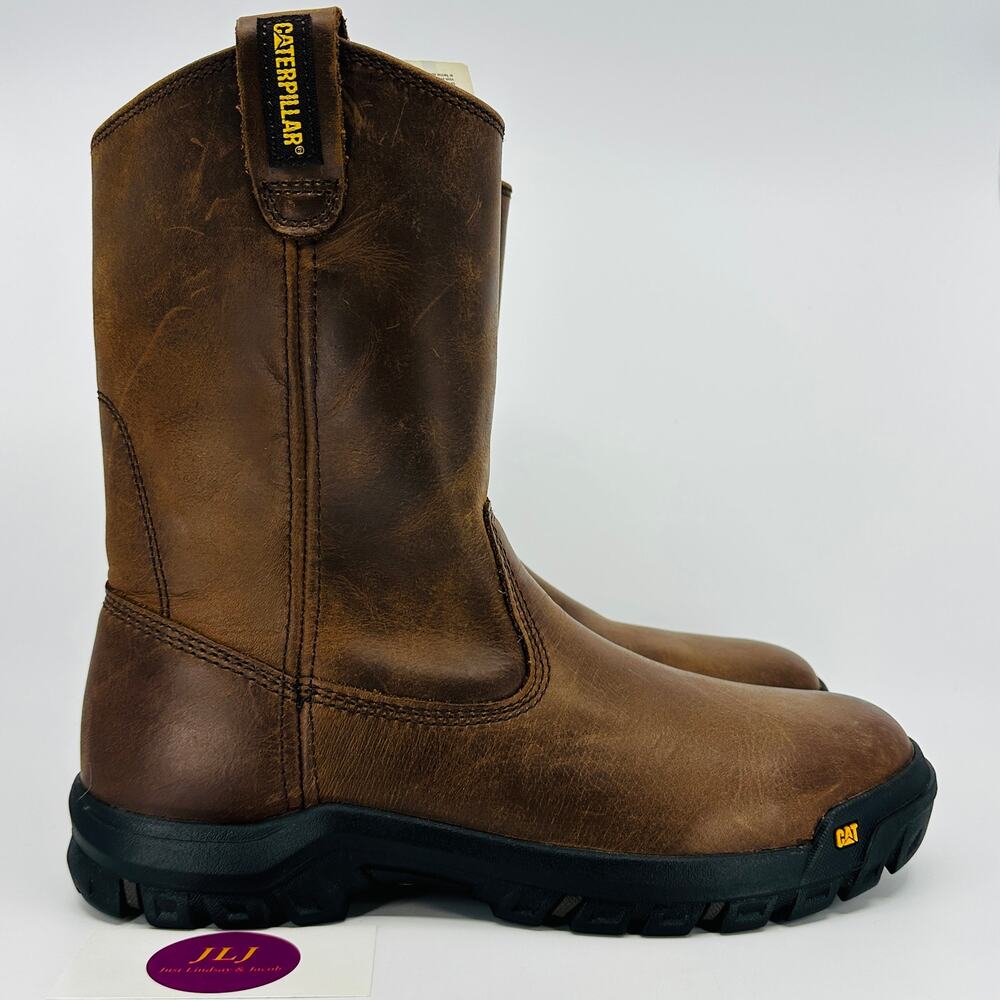 Caterpiller Men's Drawbar Leather Soft Toe Pull-On Work Boots P51034 Size 9.5